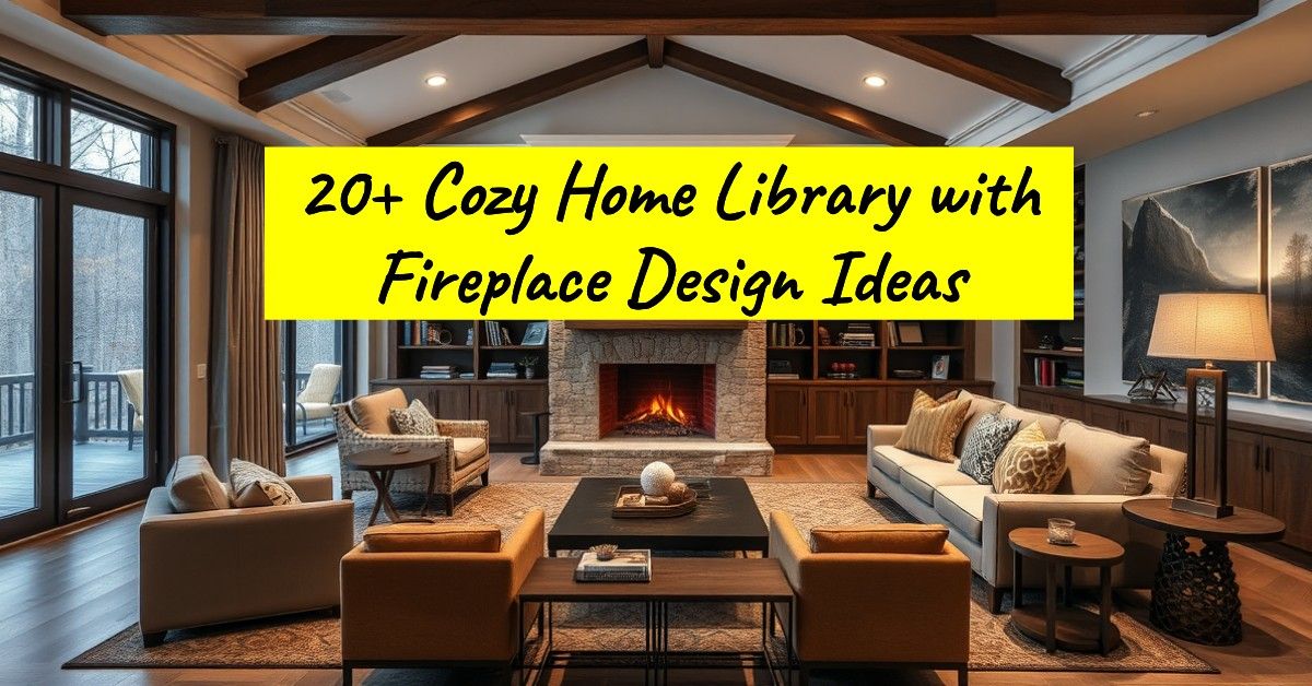 20+ Cozy Home Library with Fireplace Design Ideas