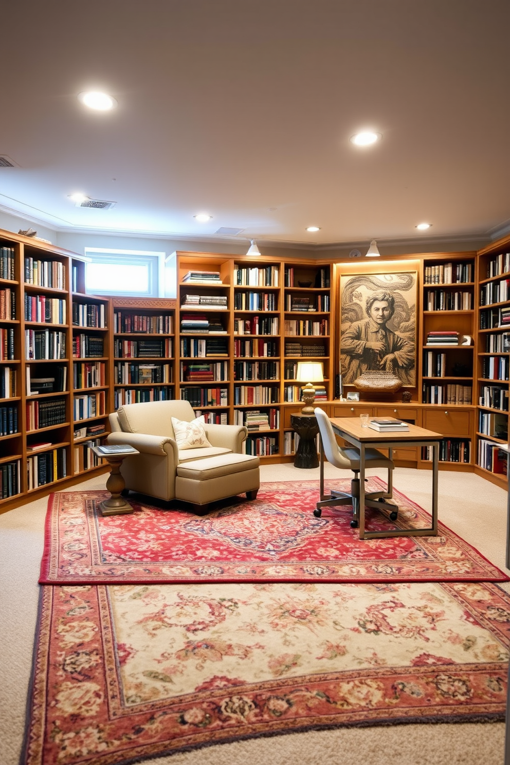 Basement Home Library Design Ideas 10