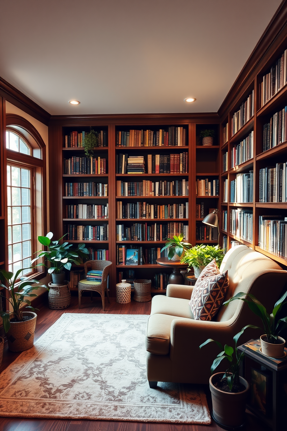 Basement Home Library Design Ideas 11