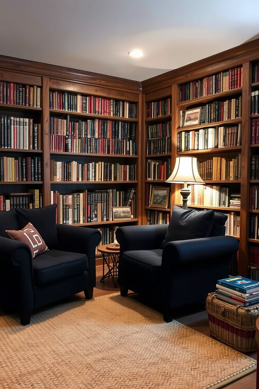 Basement Home Library Design Ideas 15