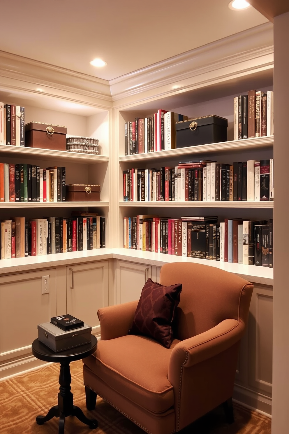 Basement Home Library Design Ideas 18