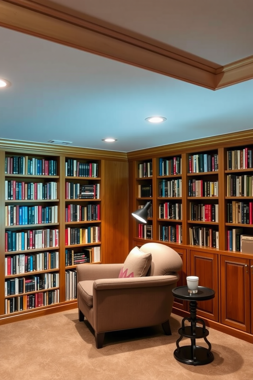 Basement Home Library Design Ideas 22