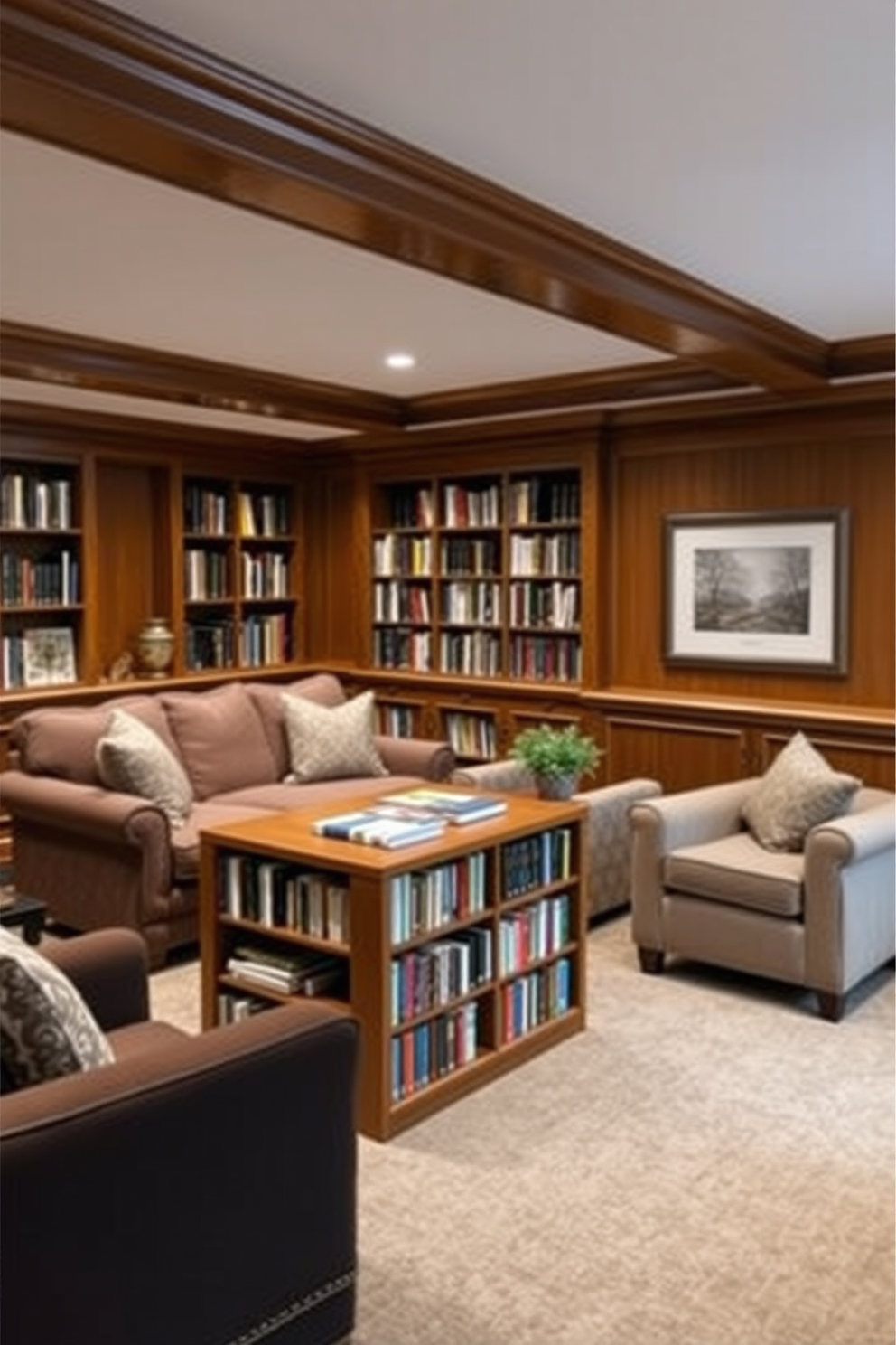 Basement Home Library Design Ideas 24