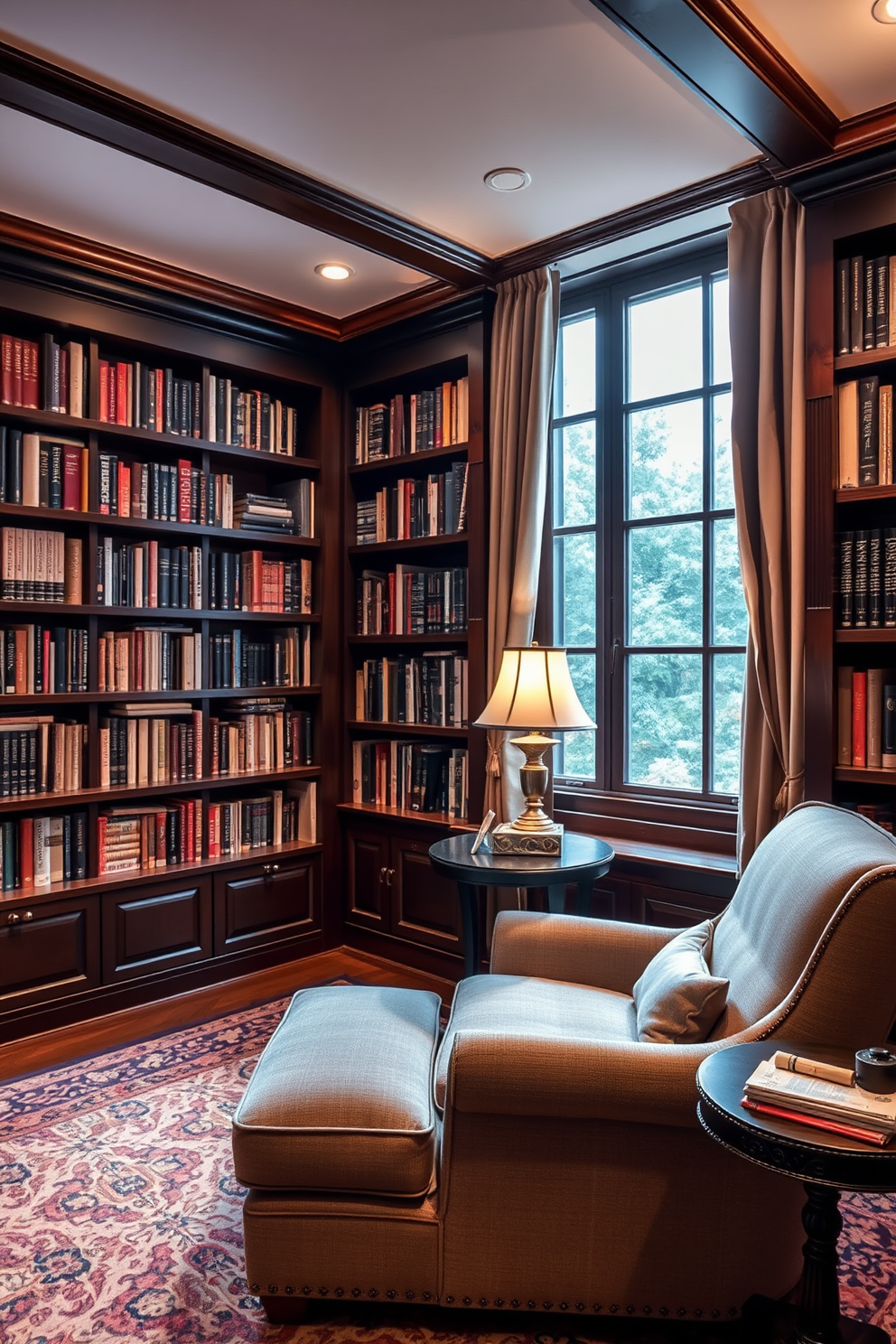 Basement Home Library Design Ideas 26