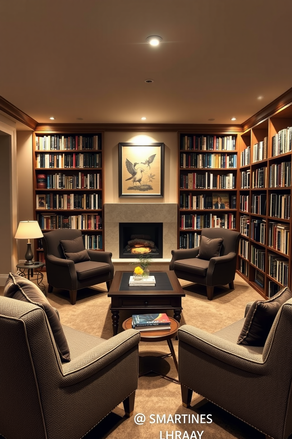 Basement Home Library Design Ideas 3