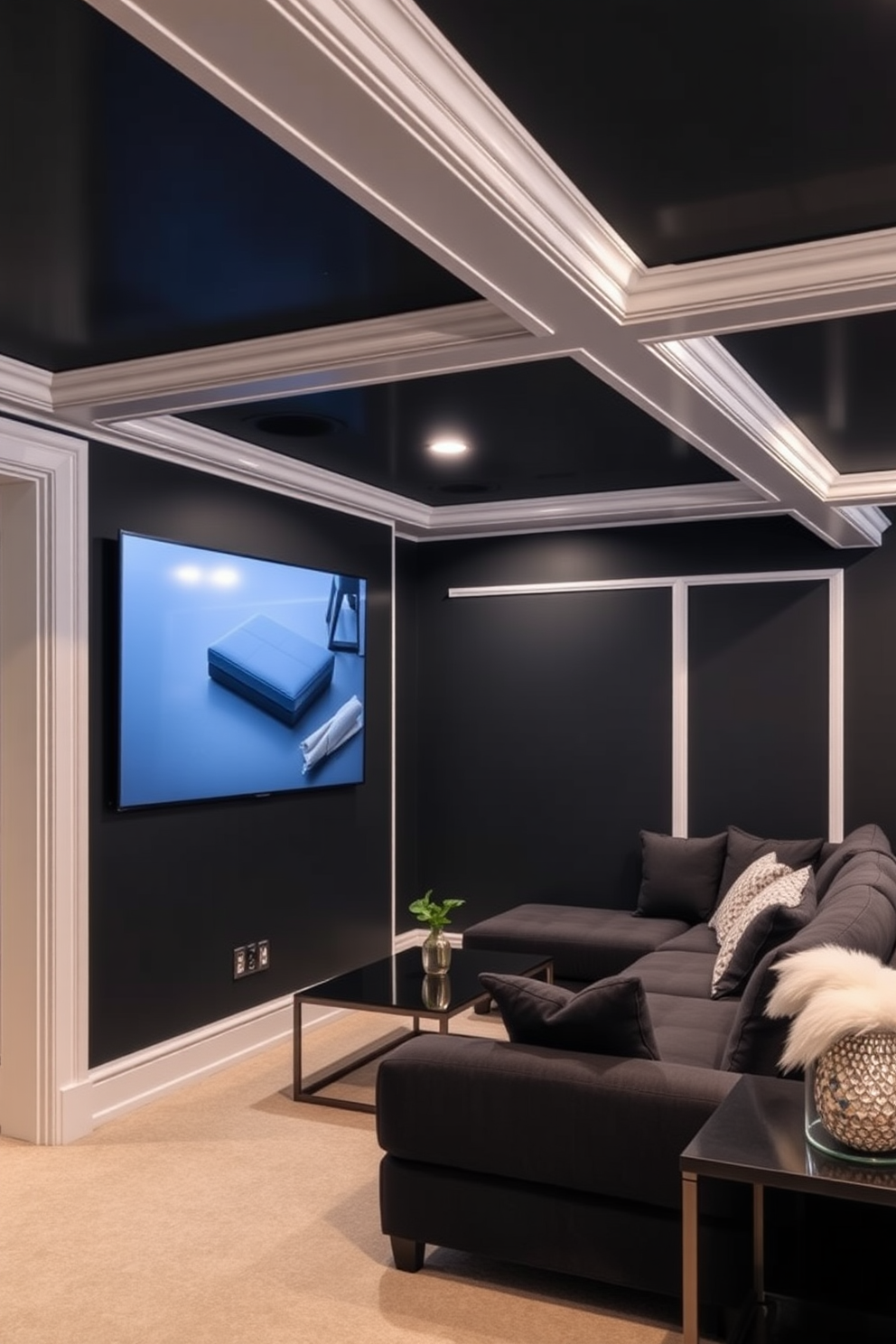 Black Basement Design Ideas 1