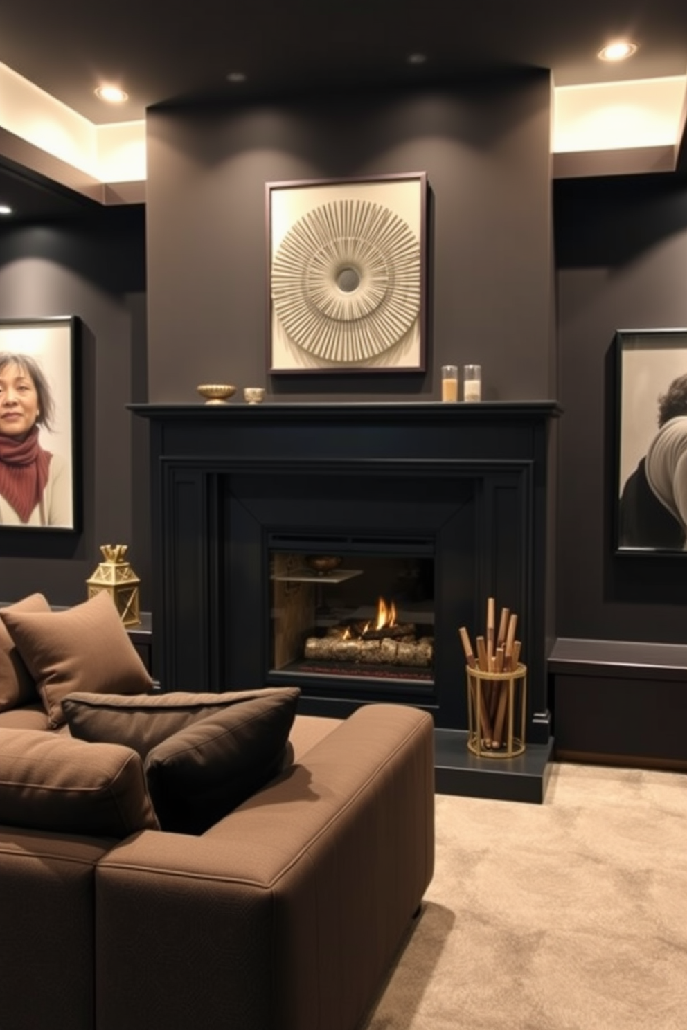 Black Basement Design Ideas 13