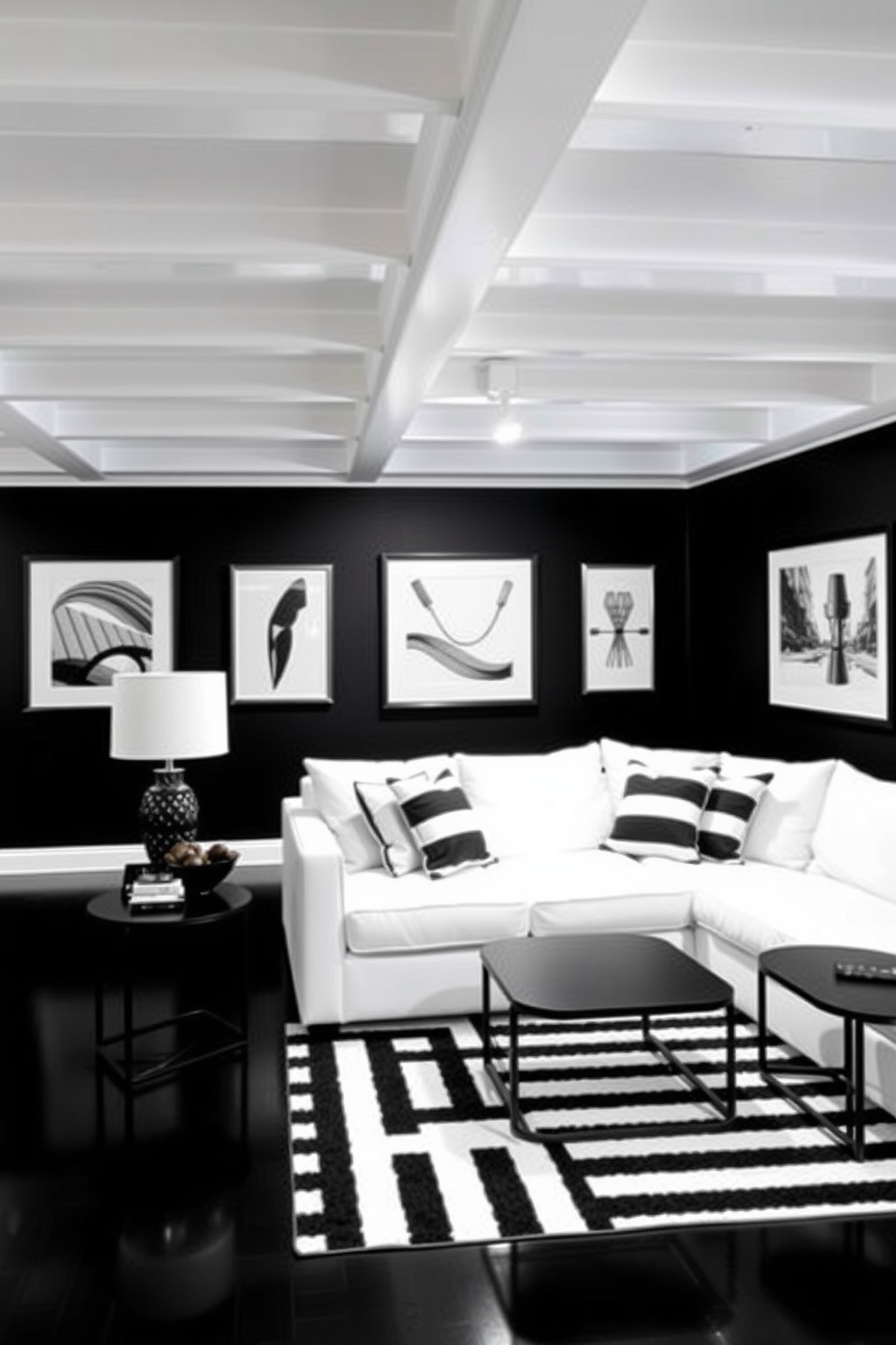 Black Basement Design Ideas 16