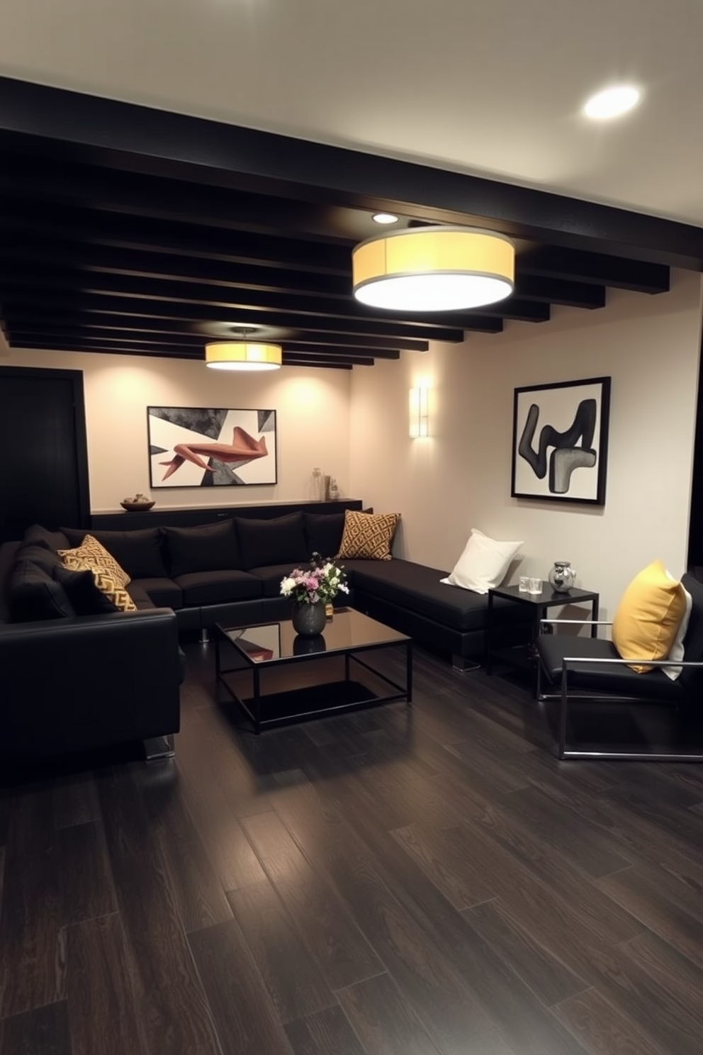 Black Basement Design Ideas 17