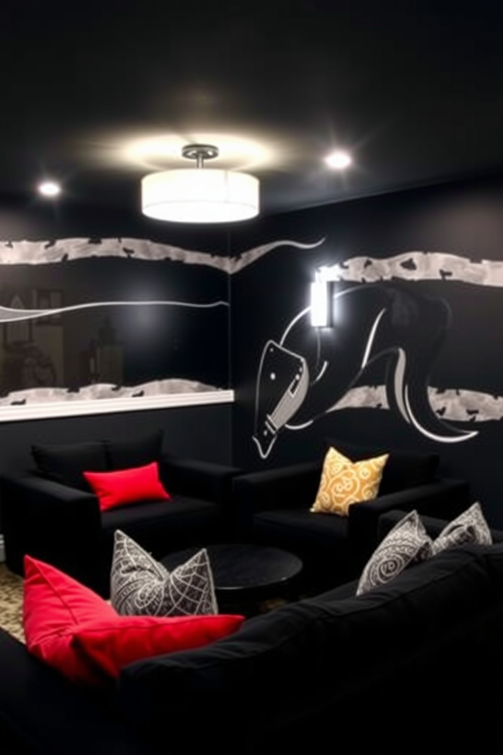 Black Basement Design Ideas 19