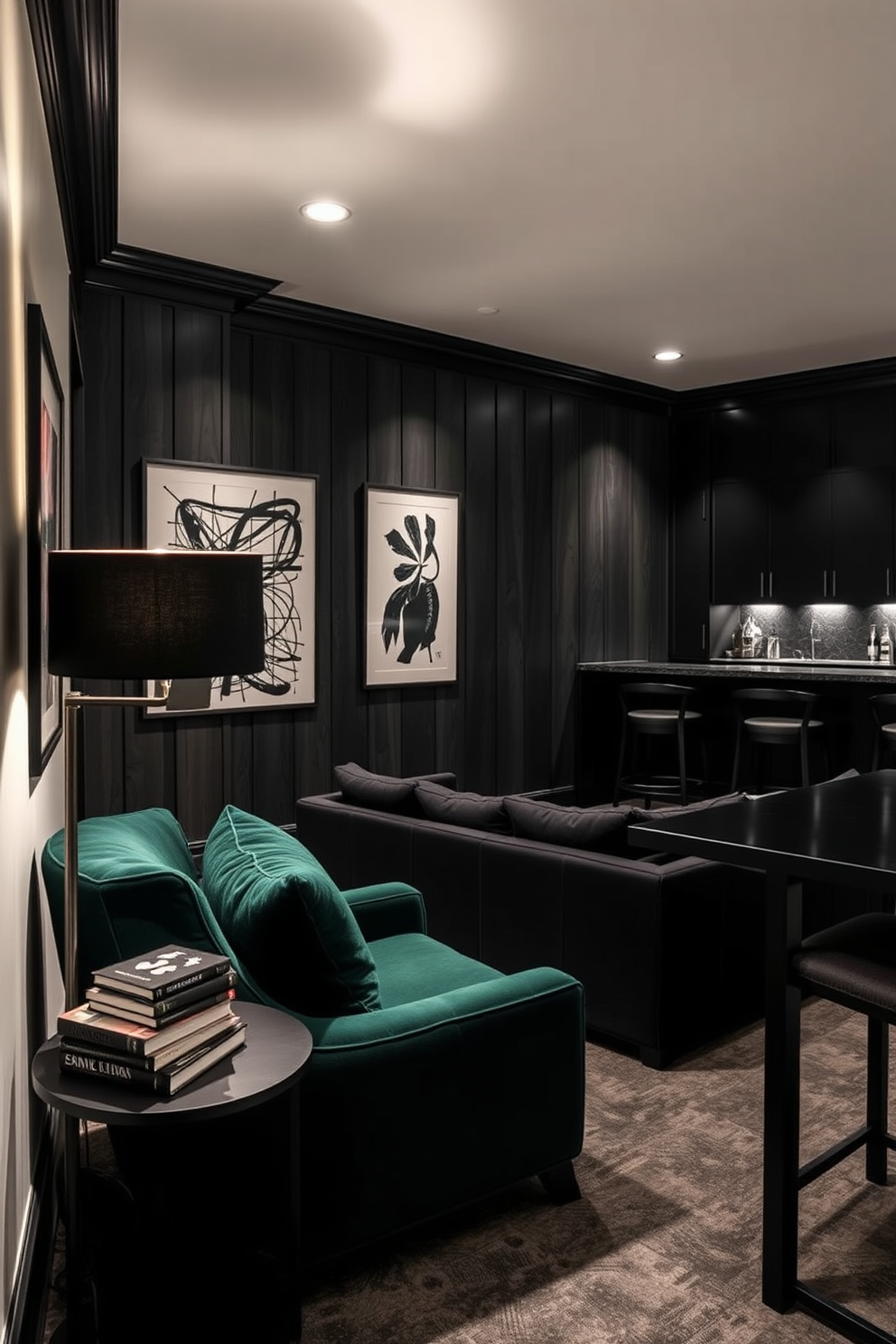 Black Basement Design Ideas 2