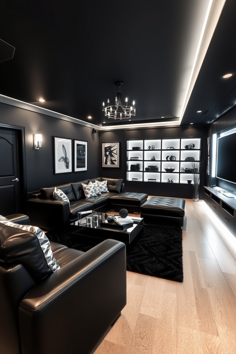 Black Basement Design Ideas 23