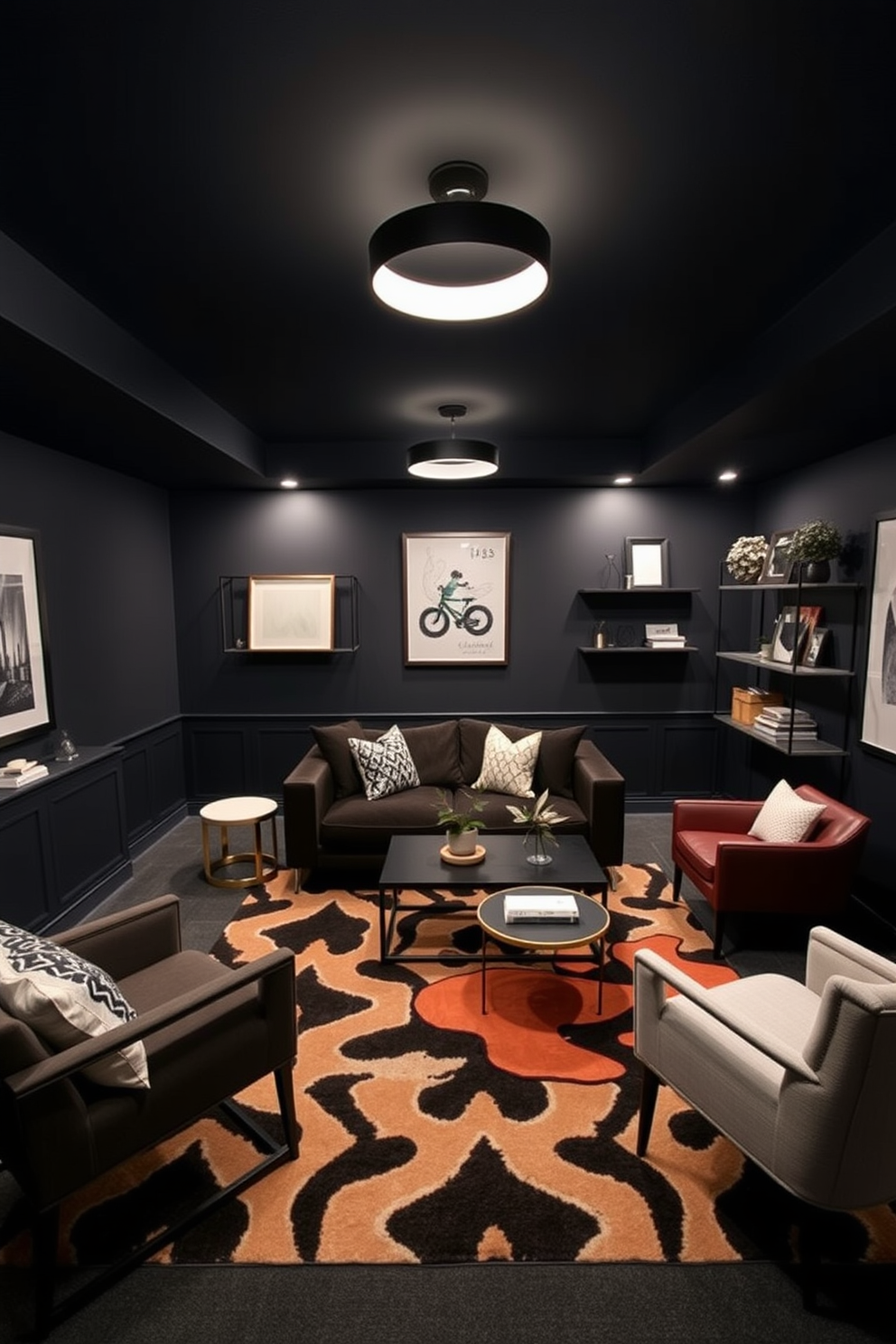 Black Basement Design Ideas 29