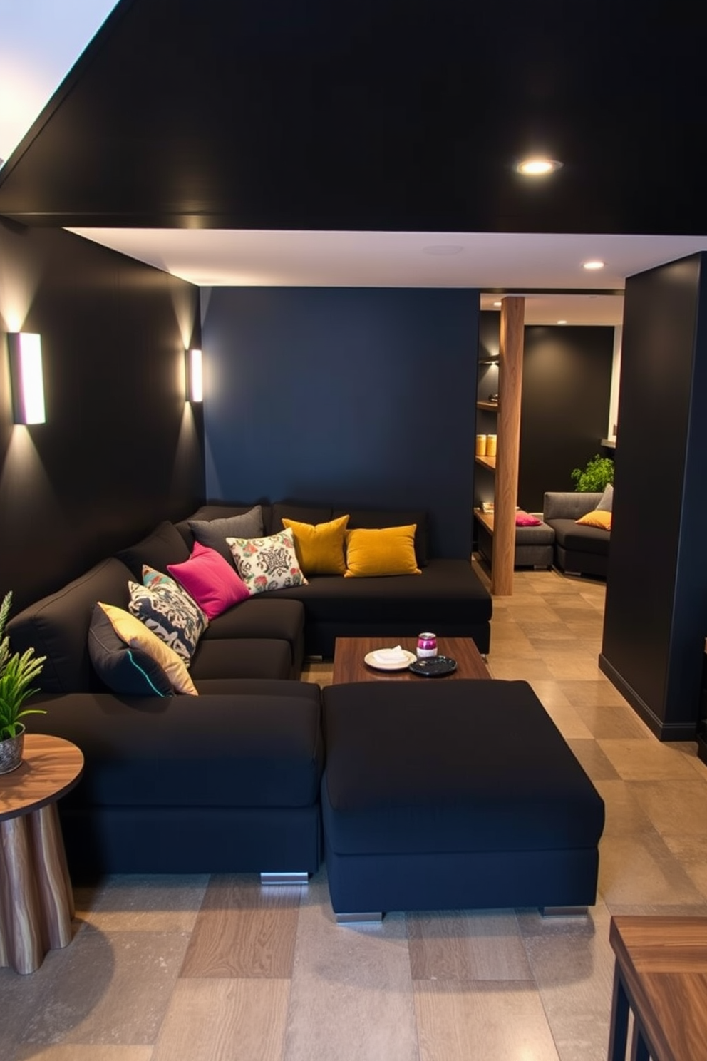 Black Basement Design Ideas 3