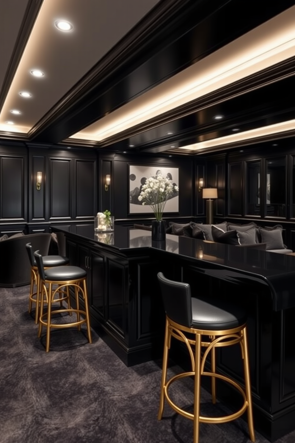 Black Basement Design Ideas 6