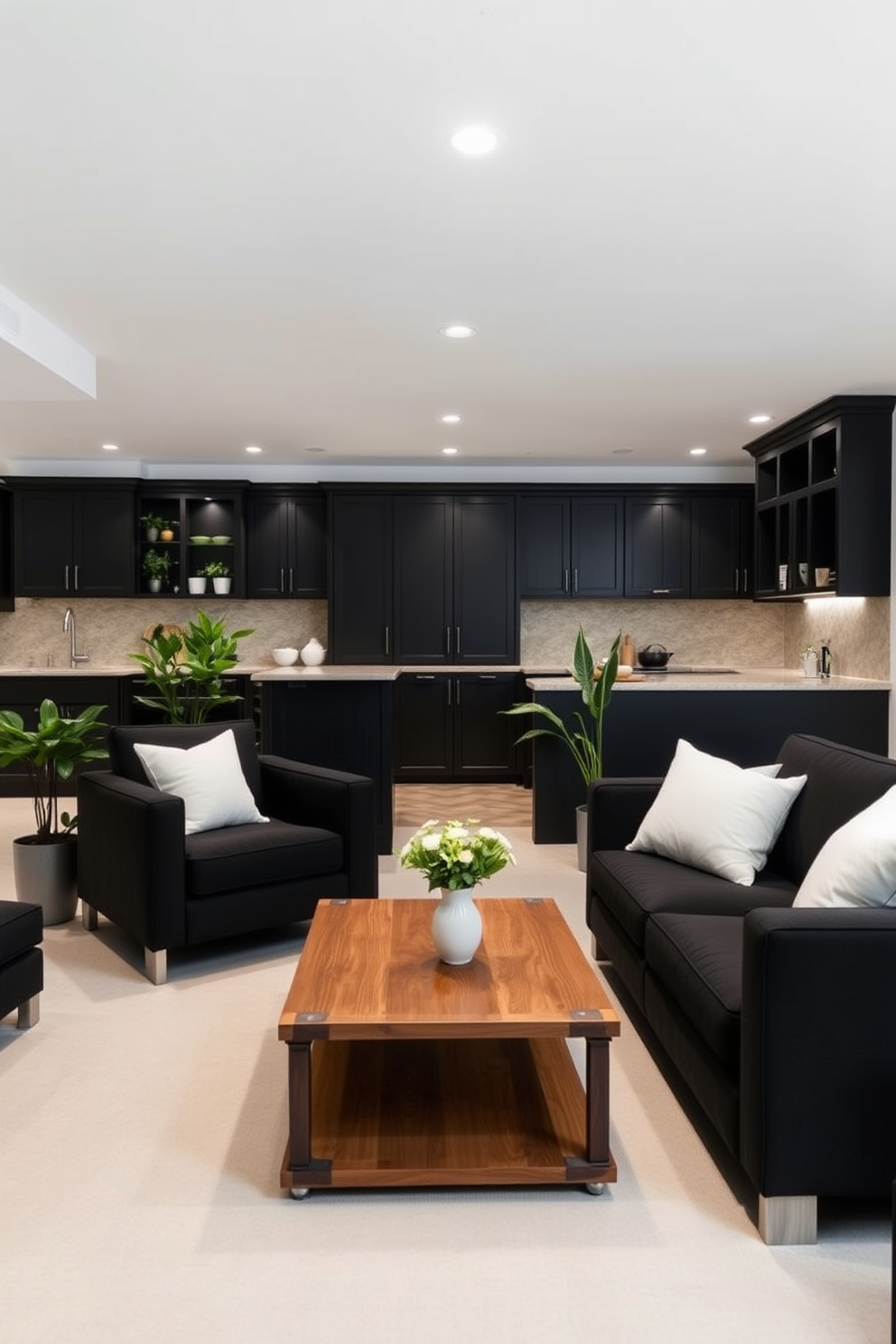 Black Basement Design Ideas 8