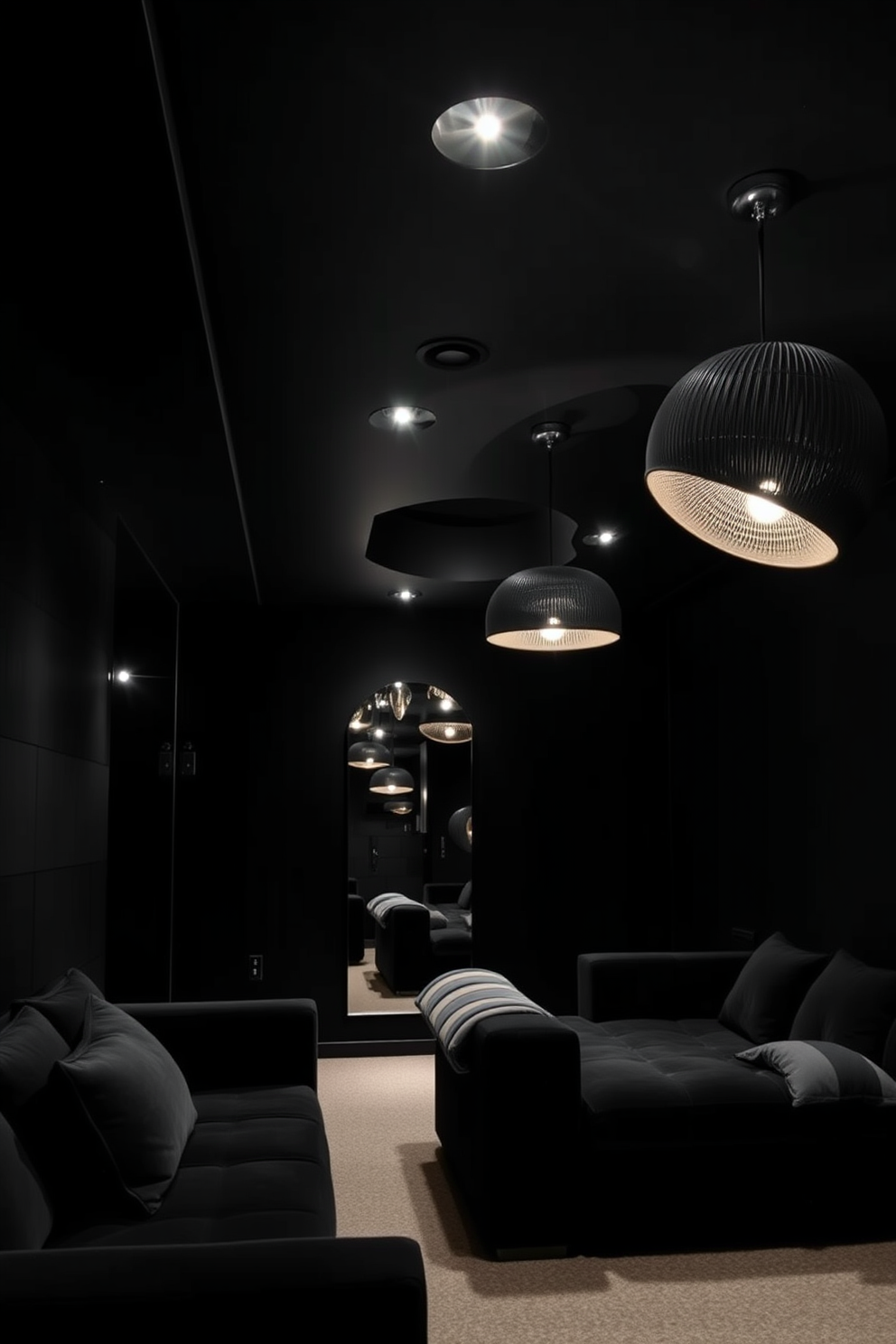 Black Basement Design Ideas 9