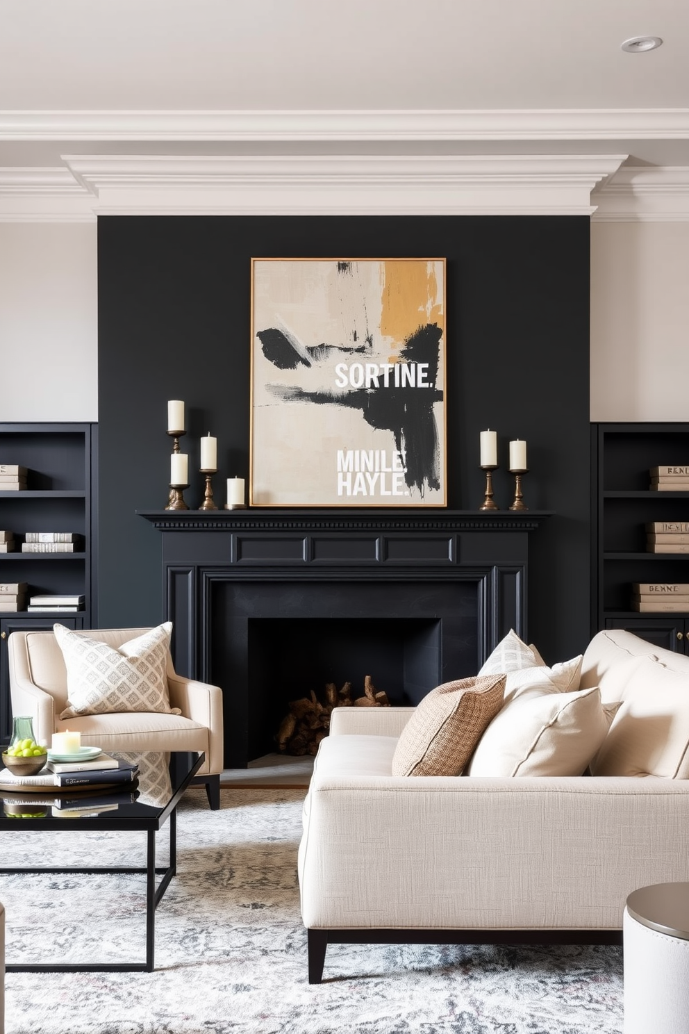 Black Family Room Design Ideas 11