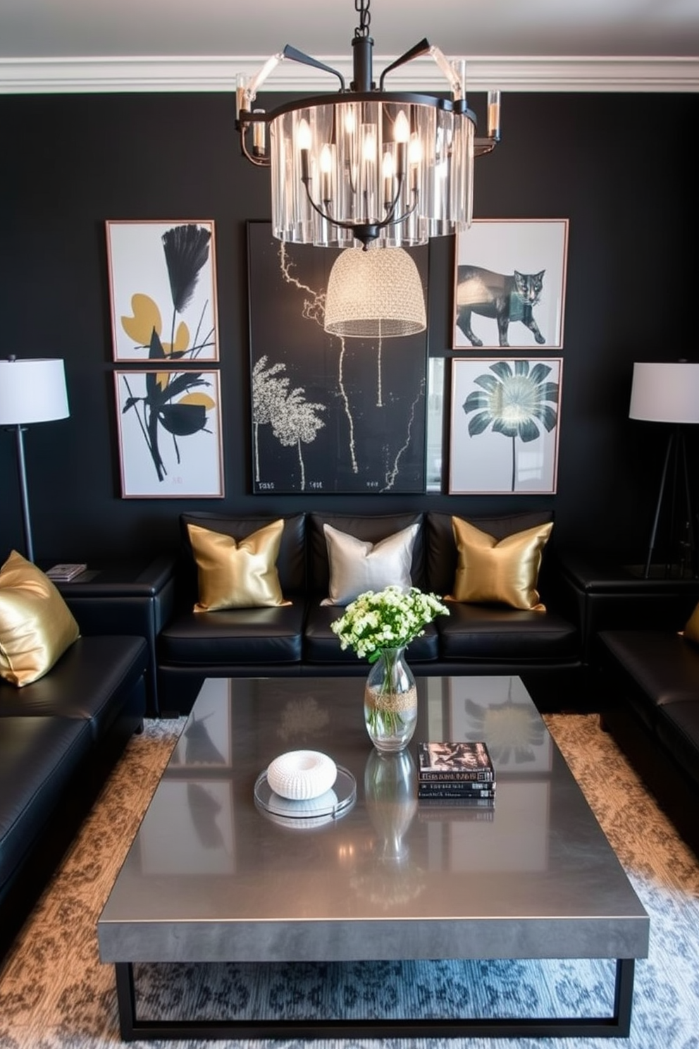 Black Family Room Design Ideas 14