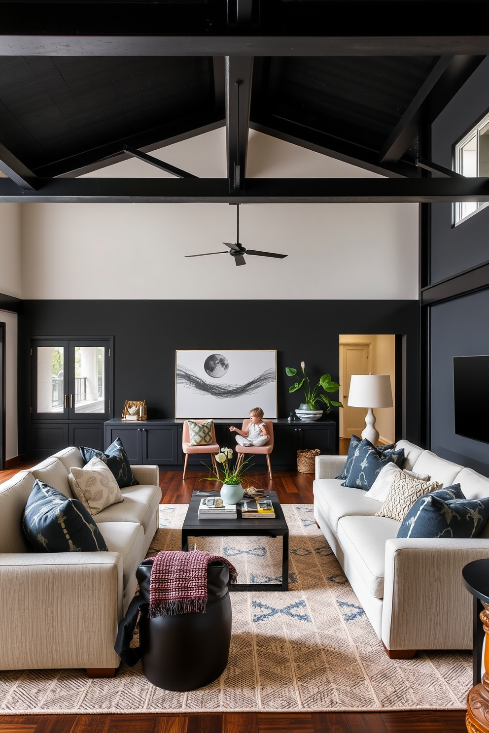 Black Family Room Design Ideas 23