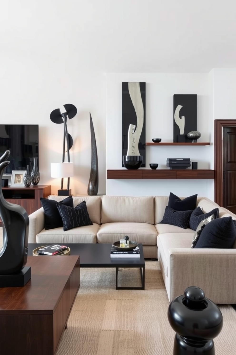 Black Family Room Design Ideas 29