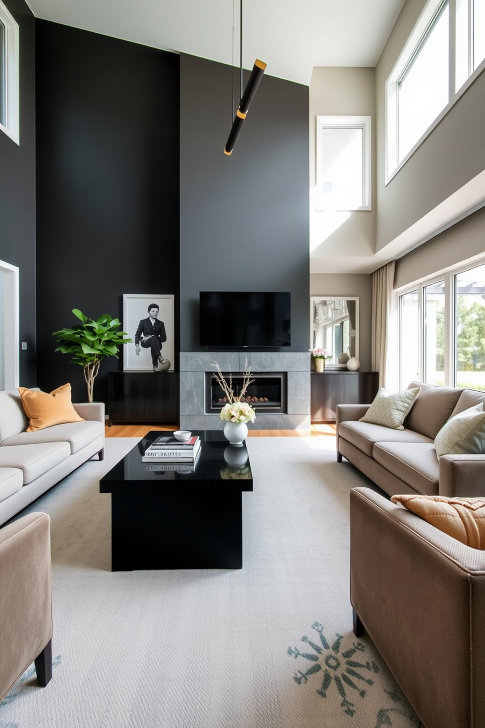 Black Family Room Design Ideas 4