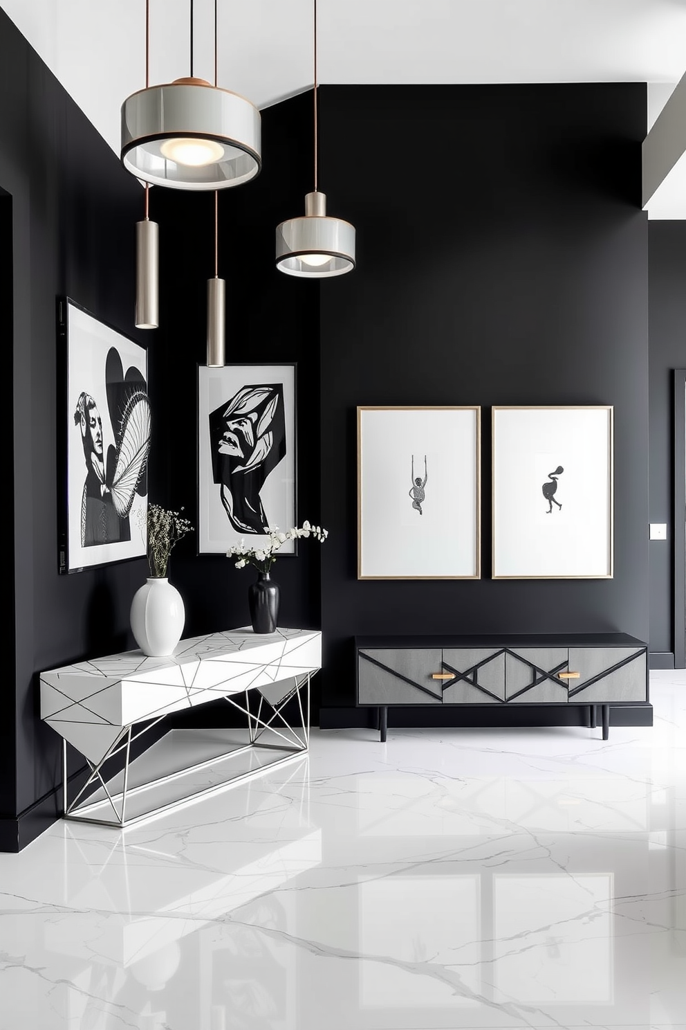 Black Foyer Design Ideas 2