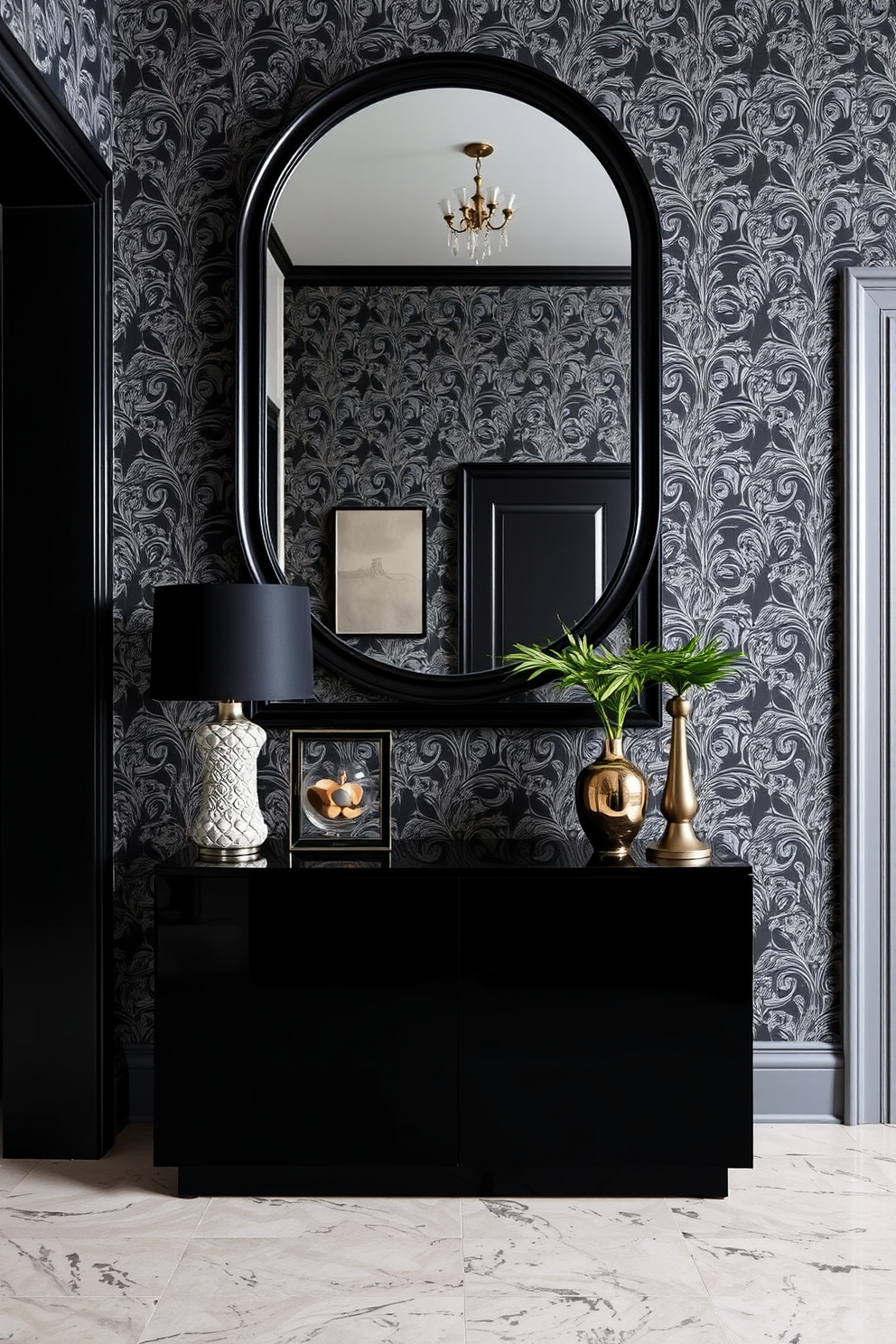 Black Foyer Design Ideas 6