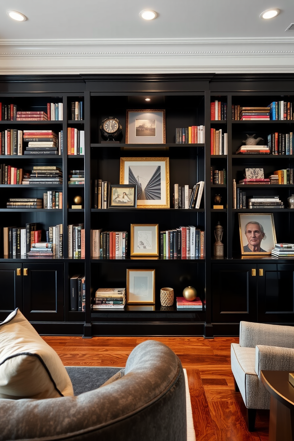 Black Home Library Design Ideas 1