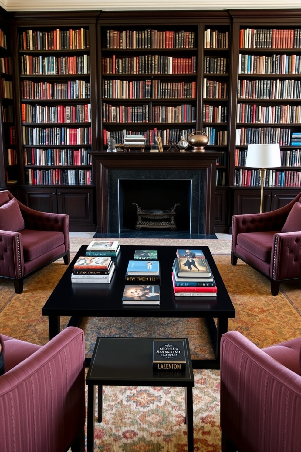 Black Home Library Design Ideas 11