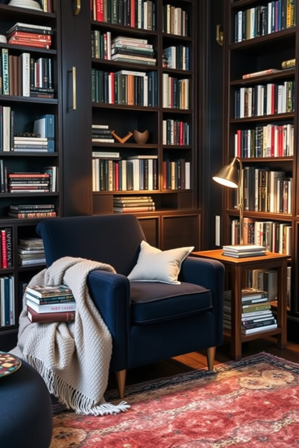 Black Home Library Design Ideas 20