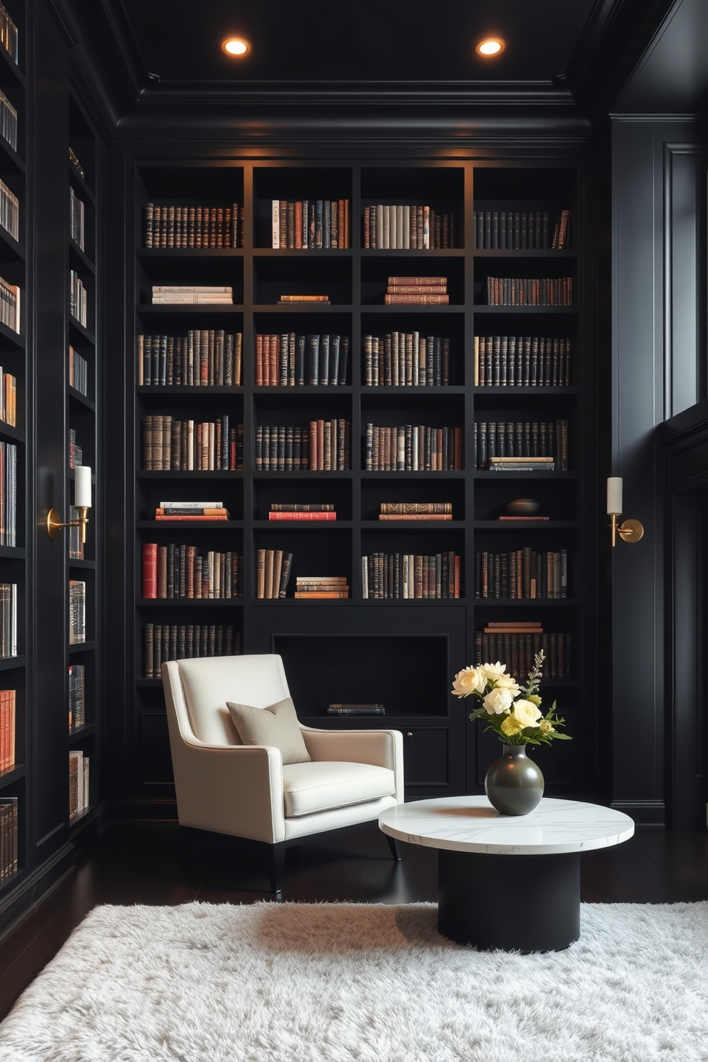 Black Home Library Design Ideas 26