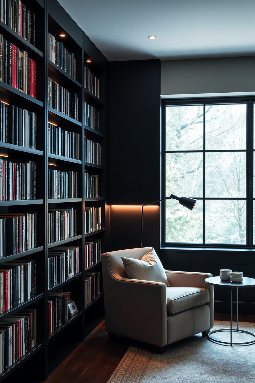 Black Home Library Design Ideas 30