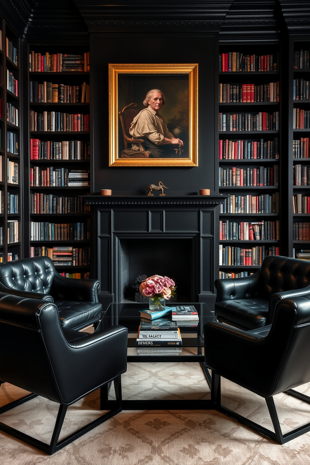 Black Home Library Design Ideas 5