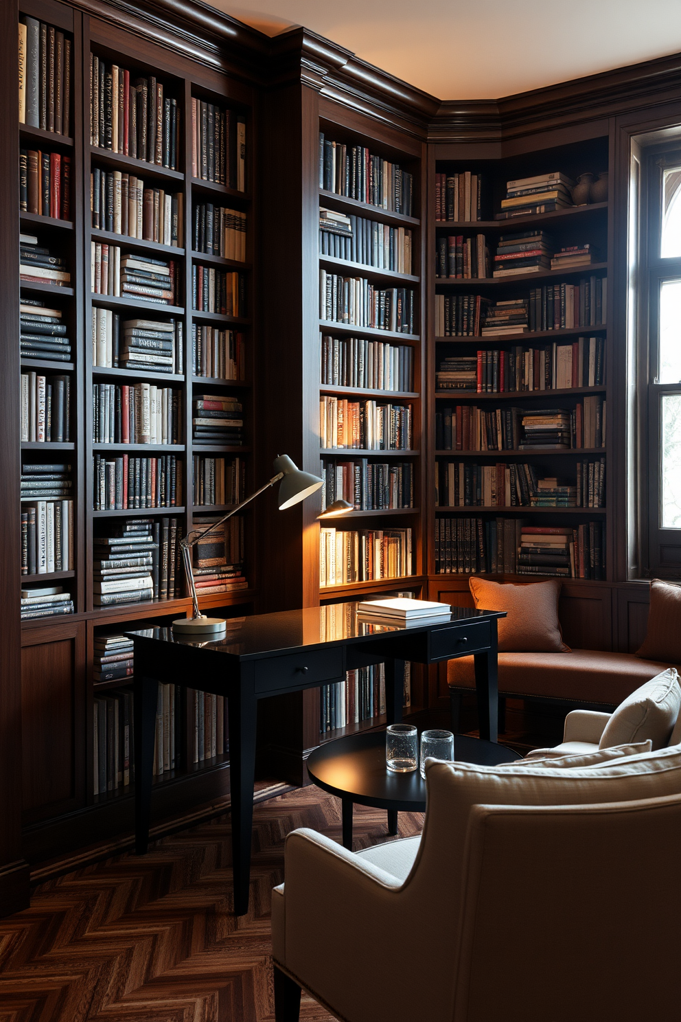 Black Home Library Design Ideas 7