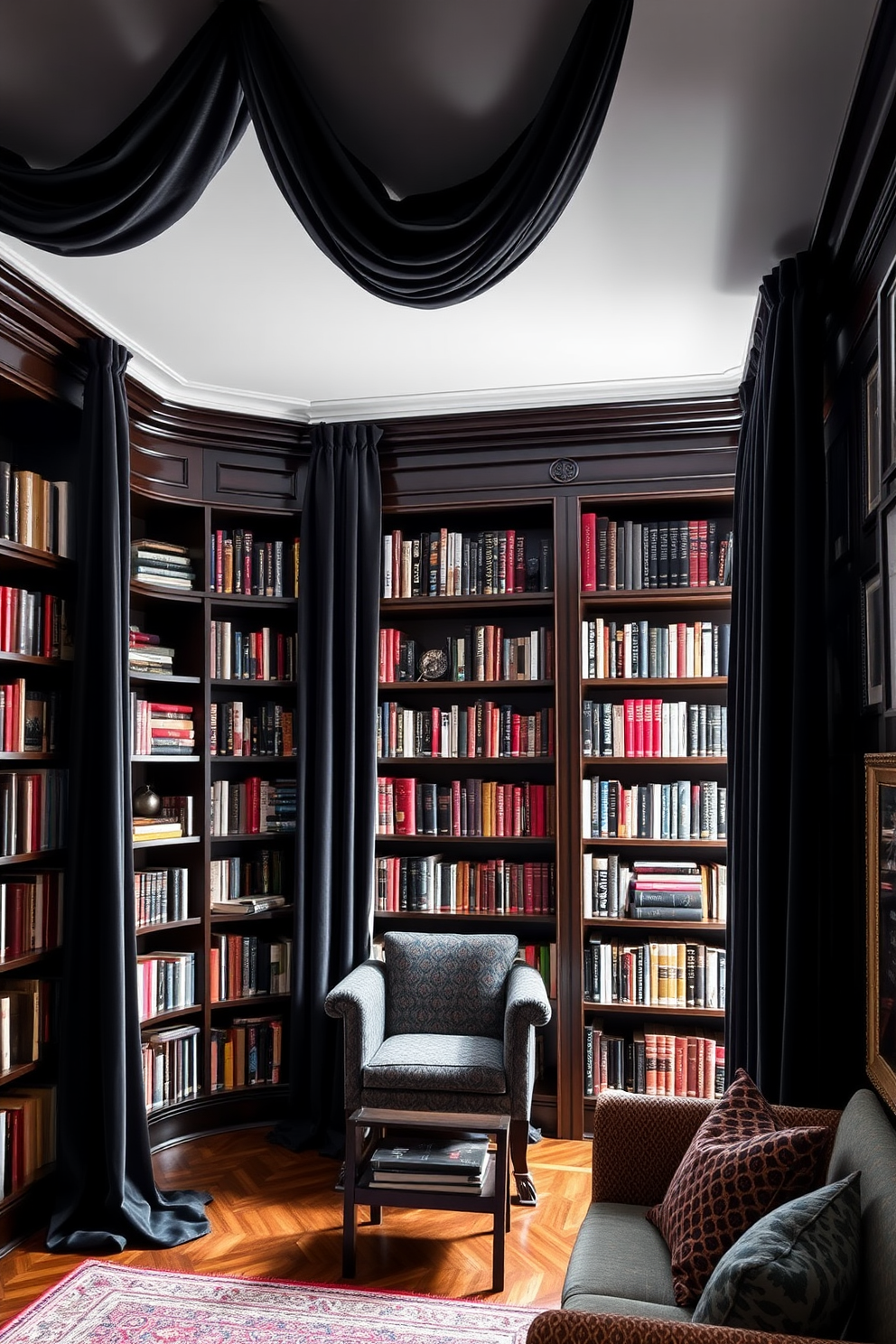 Black Home Library Design Ideas 9