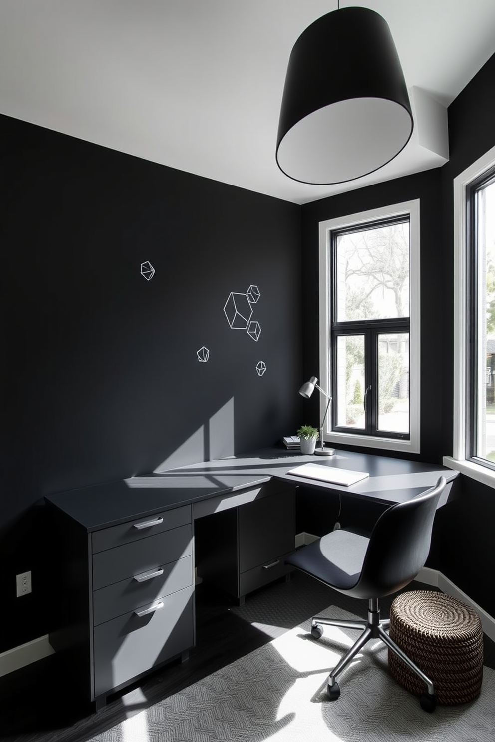 Black Home Office Design Ideas 19