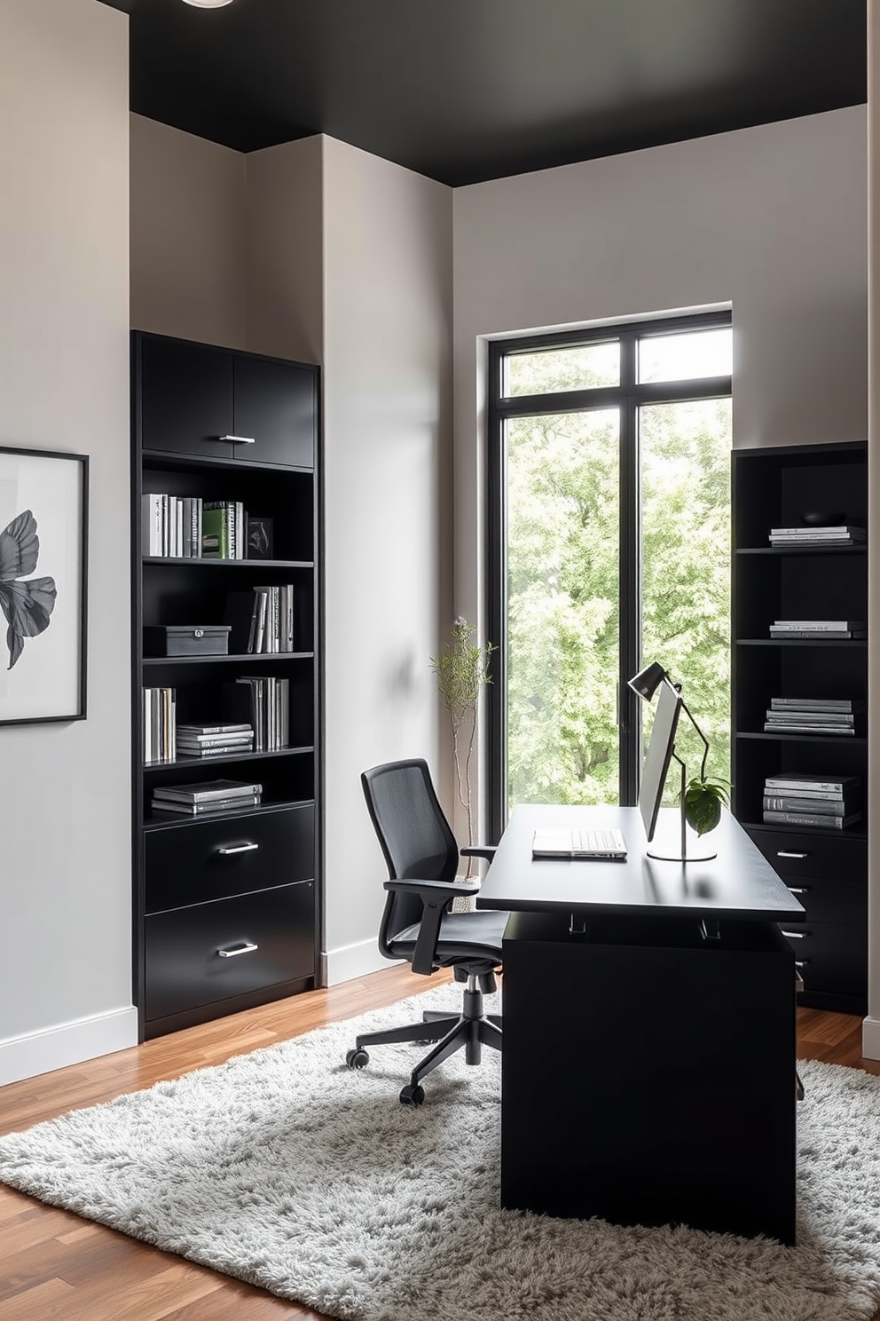 Black Home Office Design Ideas 24