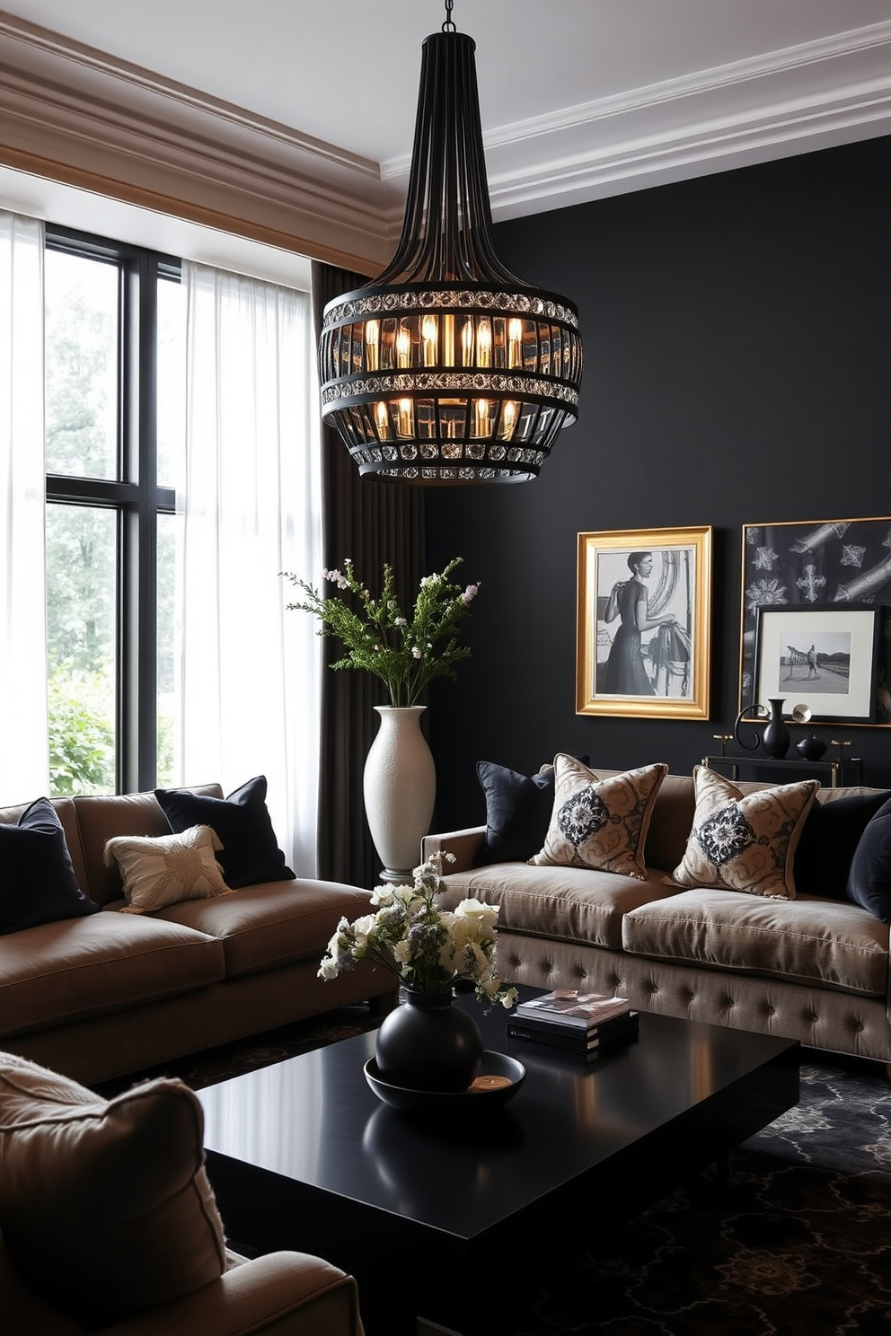 Black Living Room Design Ideas 27