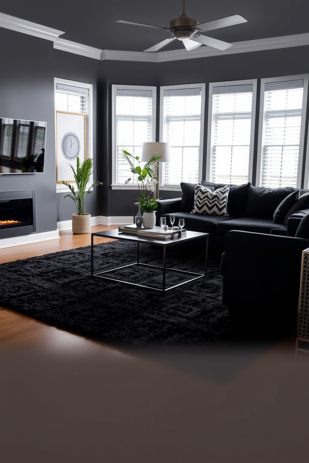 Black Living Room Design Ideas 30