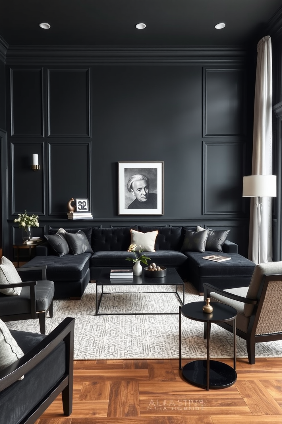 Black Living Room Design Ideas 6