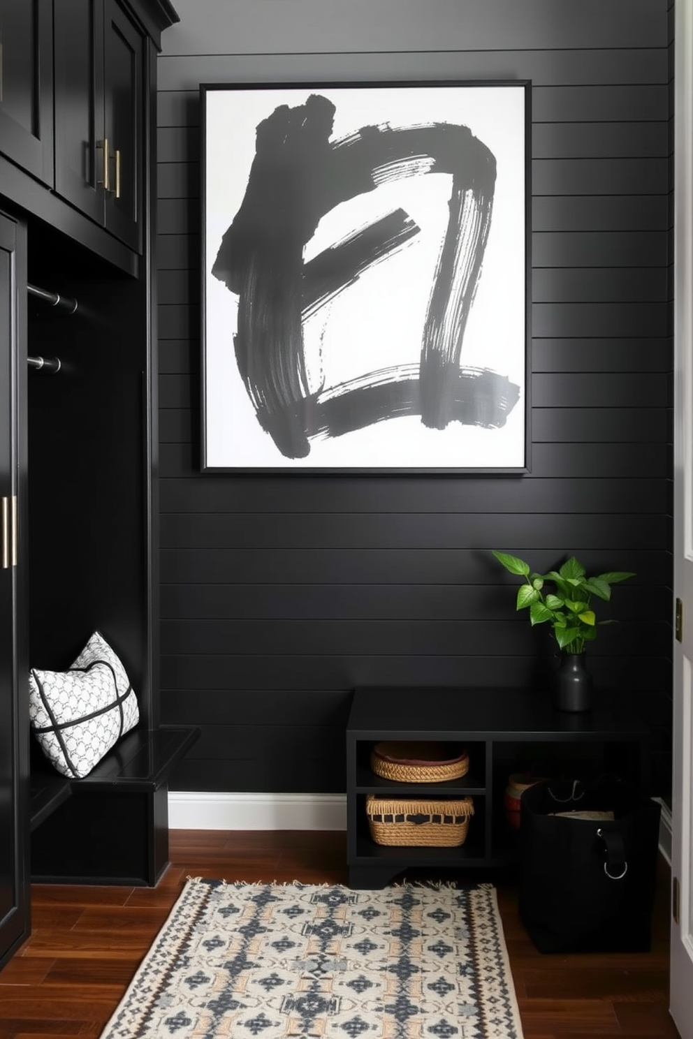 Black Mudroom Design Ideas 27