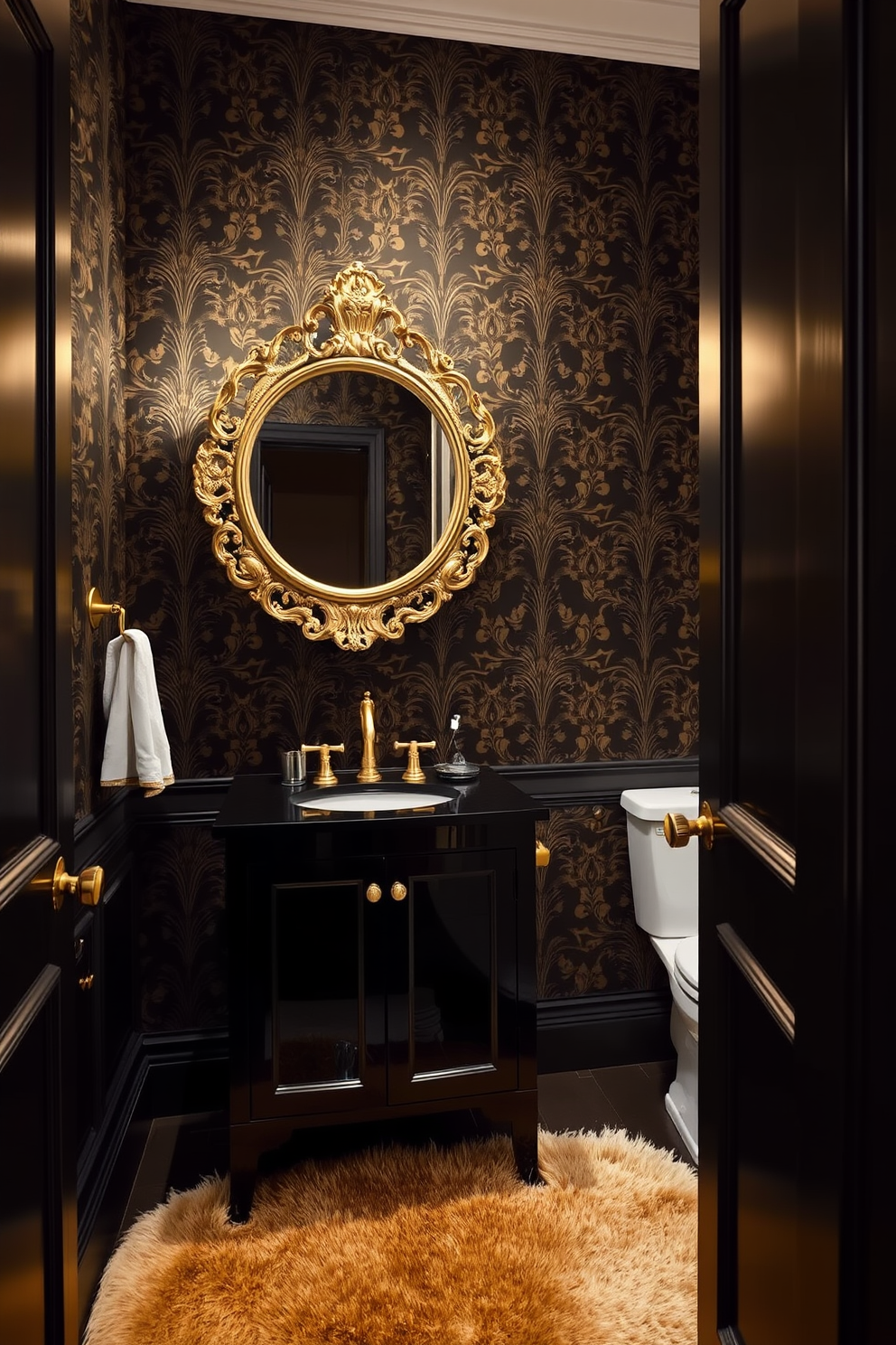 Black Powder Room Design Ideas 1