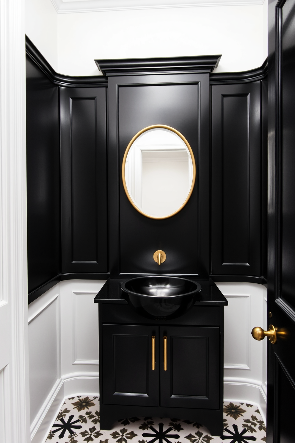 Black Powder Room Design Ideas 10