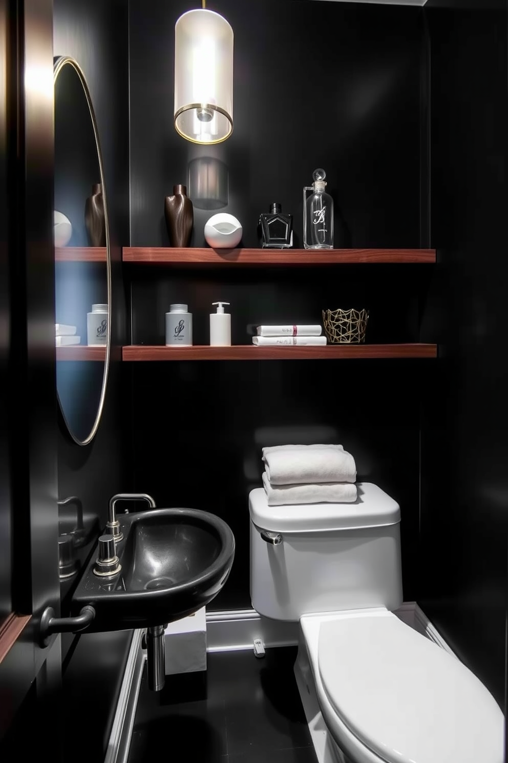 Black Powder Room Design Ideas 11