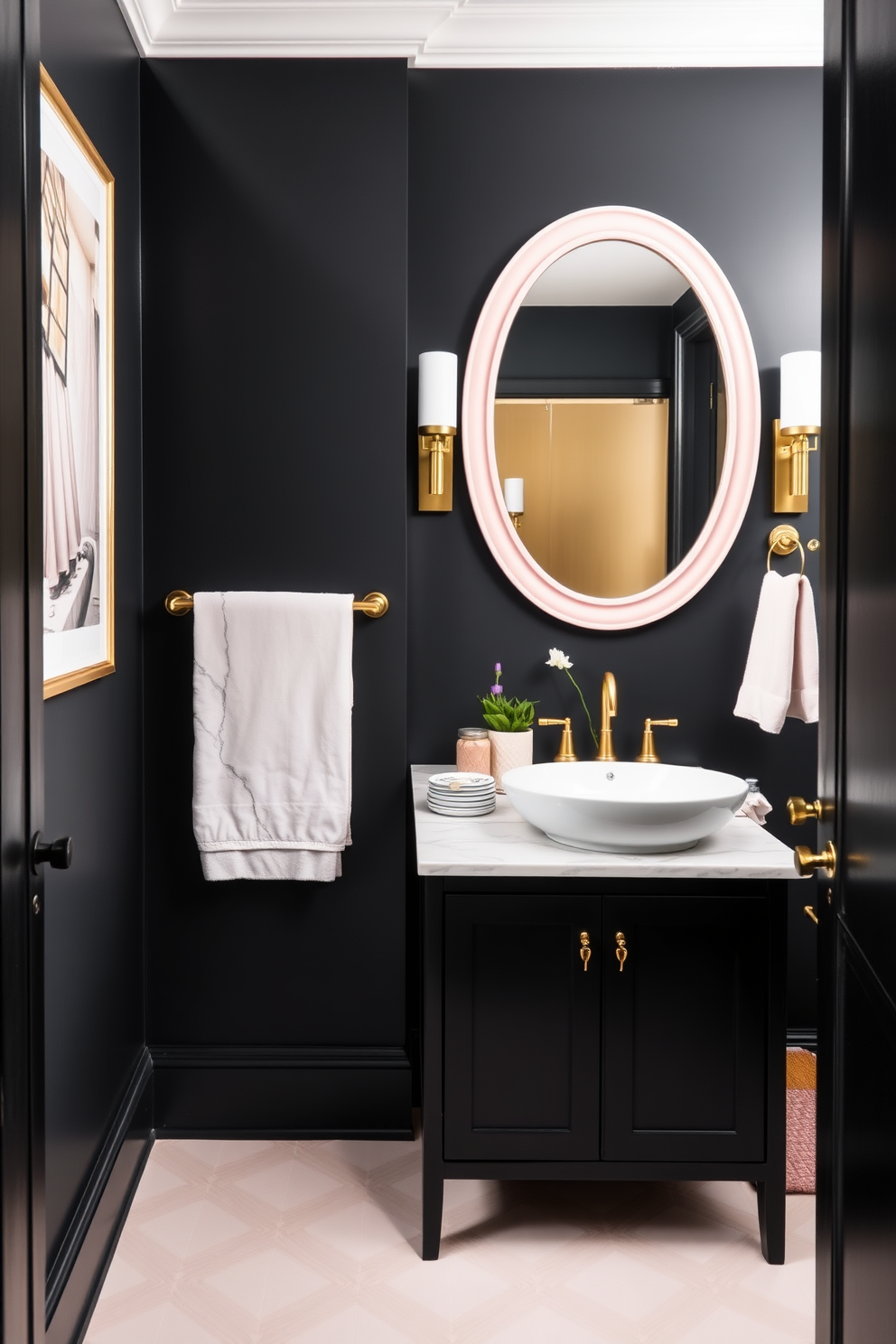 Black Powder Room Design Ideas 12