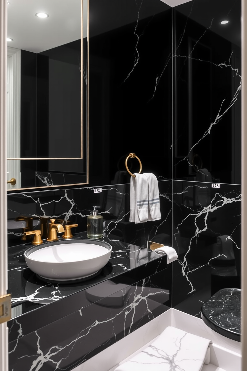 Black Powder Room Design Ideas 13