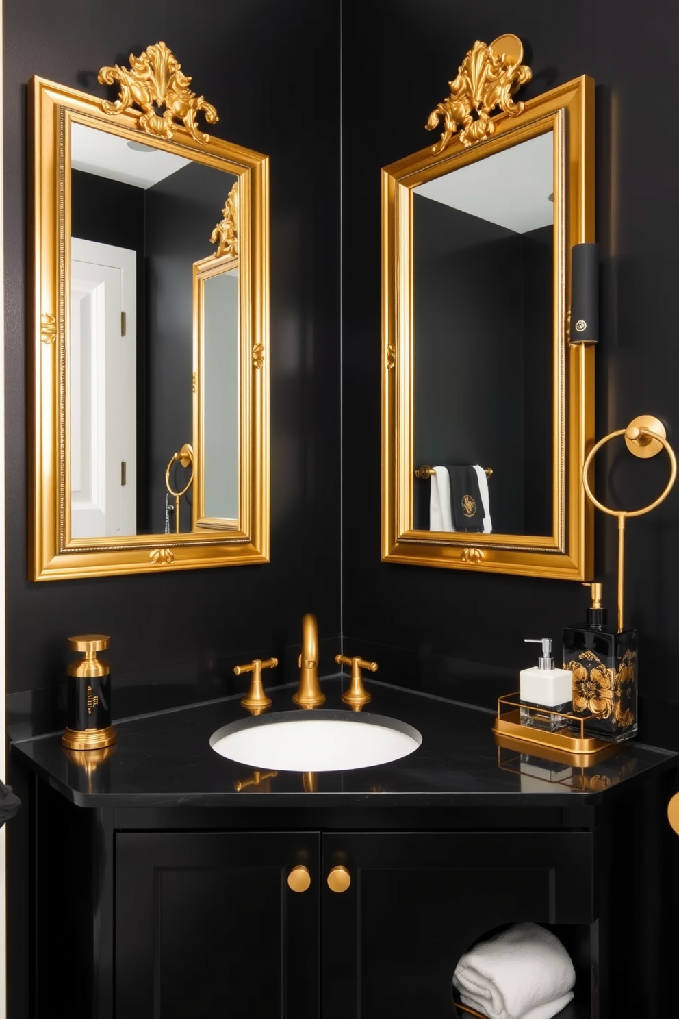 Black Powder Room Design Ideas 14