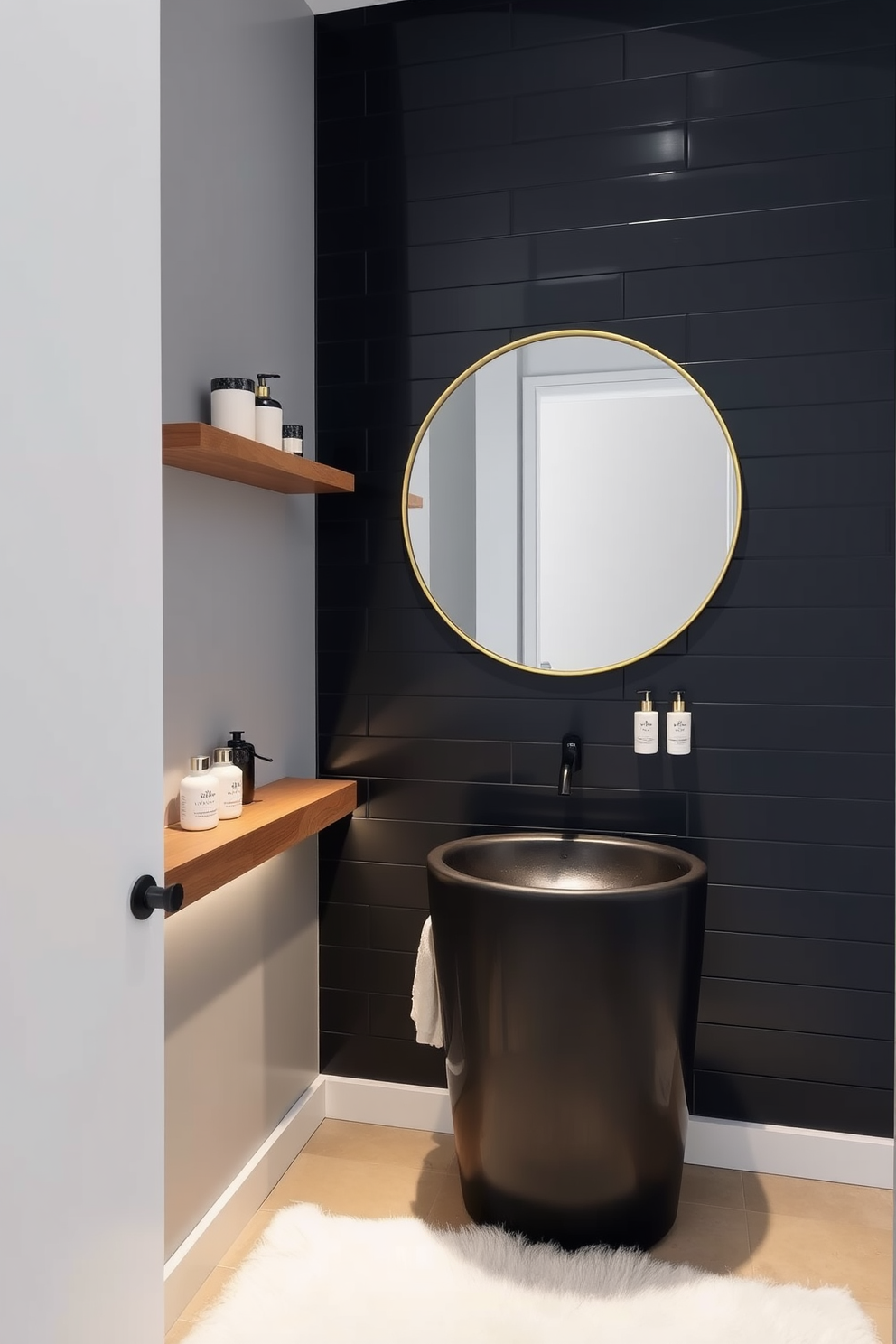 Black Powder Room Design Ideas 16