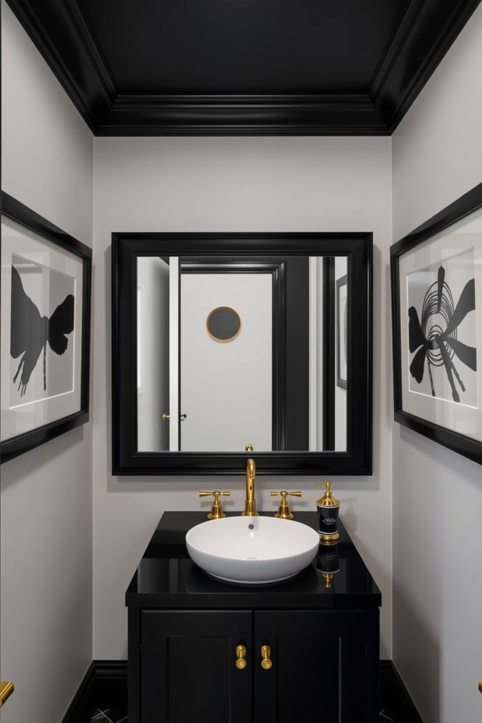 Black Powder Room Design Ideas 17